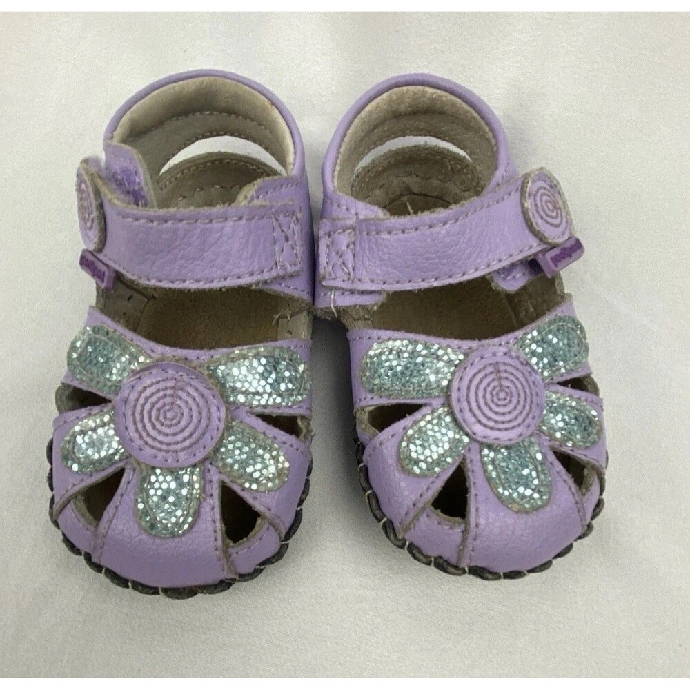 PEDIPED Toddler Girls Sandals Size‎ 4-4.5 Daisy Originals Lavender Leather